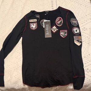 Alp N Rock Black Top with Red Stitching and Patches